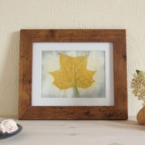 Blue Leaf Print V - 8x6 Original Ecodyed Art mounted to fit 10x8 frame