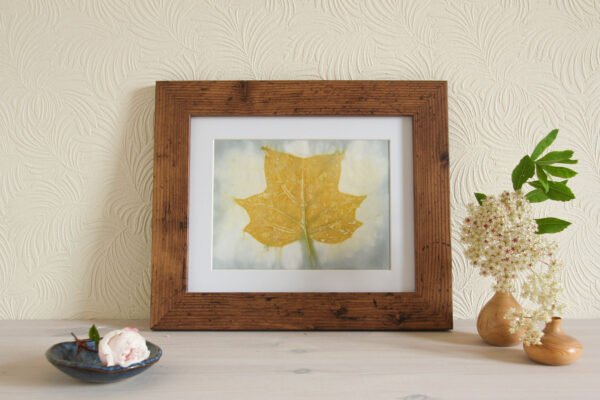 Blue Leaf Print V - 8x6 Original Ecodyed Art mounted to fit 10x8 frame