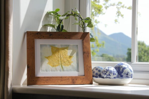 Blue Leaf Print V - 8x6 Original Ecodyed Art mounted to fit 10x8 frame - Image 2