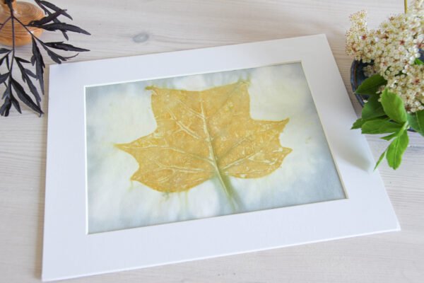 Blue Leaf Print V - 8x6 Original Ecodyed Art mounted to fit 10x8 frame - Image 4