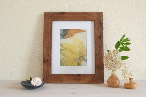 Blue Leaf Print XIV - 5x7 Original Ecodyed Art mounted to fit 8x10 frame - Image 2