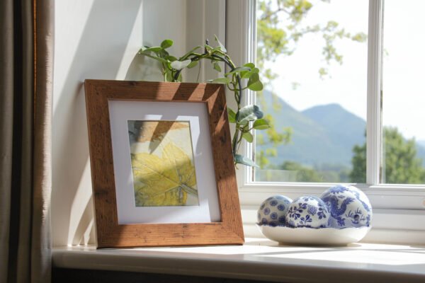 Blue Leaf Print XIV - 5x7 Original Ecodyed Art mounted to fit 8x10 frame - Image 3