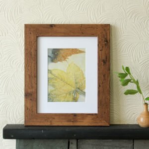 Blue Leaf Print XIV - 5x7 Original Ecodyed Art mounted to fit 8x10 frame