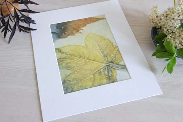 Blue Leaf Print XIV - 5x7 Original Ecodyed Art mounted to fit 8x10 frame - Image 4