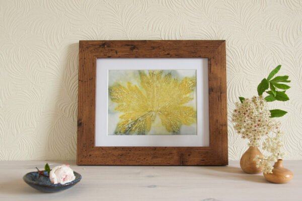 Blue Leaf Print XIX - 8x6 Original Ecodyed Art mounted to fit 10x8 frame