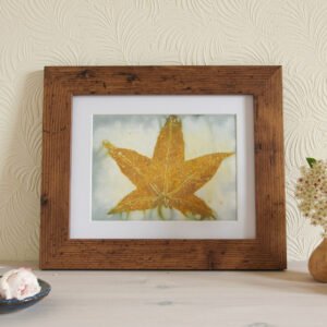 Blue Leaf Print XVI - 8x6 Original Ecodyed Art mounted to fit 10x8 frame