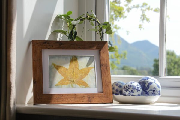 Blue Leaf Print XVI - 8x6 Original Ecodyed Art mounted to fit 10x8 frame - Image 2