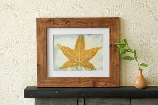 Blue Leaf Print XVI - 8x6 Original Ecodyed Art mounted to fit 10x8 frame - Image 3
