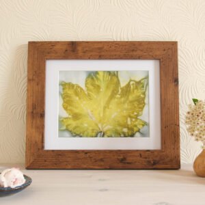 Blue Leaf Print XVII - 8x6 Original Ecodyed Art mounted to fit 10x8 frame
