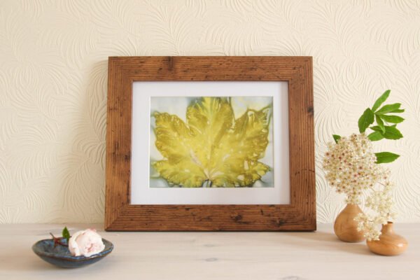 Blue Leaf Print XVII - 8x6 Original Ecodyed Art mounted to fit 10x8 frame