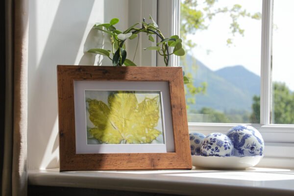Blue Leaf Print XVII - 8x6 Original Ecodyed Art mounted to fit 10x8 frame - Image 2