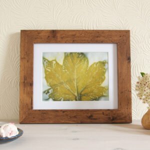 Blue Leaf Print XX - 8x6 Original Ecodyed Art mounted to fit 10x8 frame