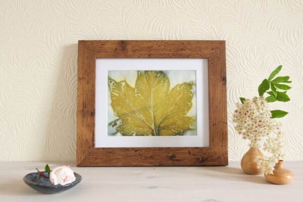 Blue Leaf Print XX - 8x6 Original Ecodyed Art mounted to fit 10x8 frame