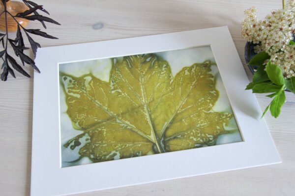 Blue Leaf Print XX - 8x6 Original Ecodyed Art mounted to fit 10x8 frame - Image 4
