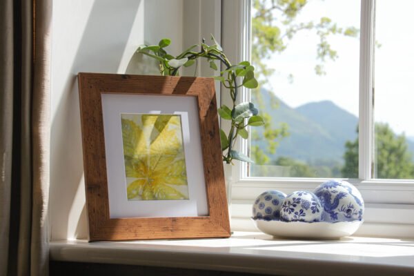 Blue Leaf Print XXII - 5x7 Original Ecodyed Art mounted to fit 8x10 frame - Image 3
