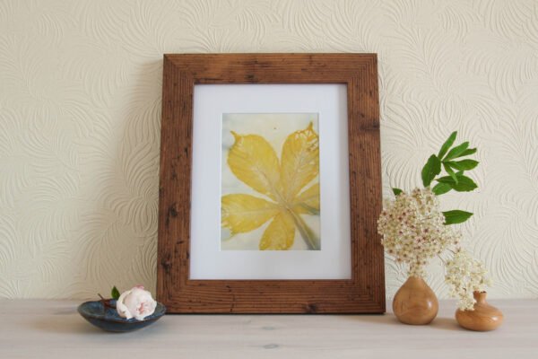 Blue Leaf Print XXIII - 5x7 Original Ecodyed Art mounted to fit 8x10 frame - Image 2