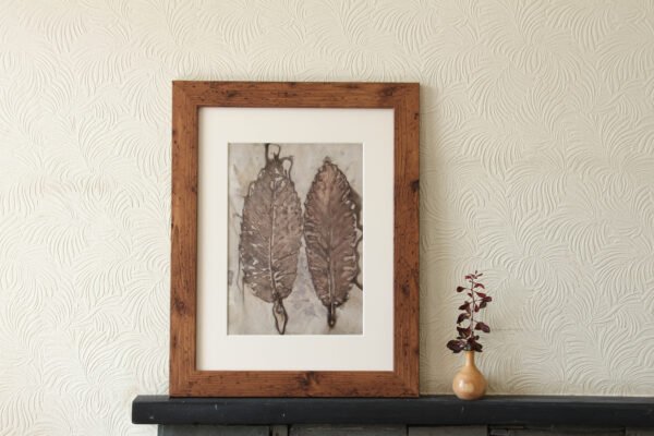 Chestnut Pair - 8x12 Original Ecoprint Art mounted to fit 12x16 frame - Image 2