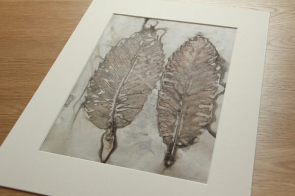 Chestnut Pair - 8x12 Original Ecoprint Art mounted to fit 12x16 frame - Image 3