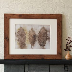 Chestnut Trio - 12x8 Original Ecoprint Art mounted to fit 16x12 frame