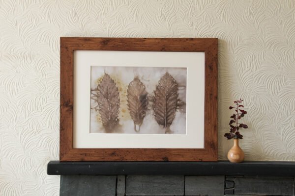 Chestnut Trio - 12x8 Original Ecoprint Art mounted to fit 16x12 frame
