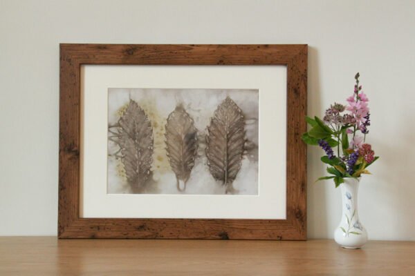 Chestnut Trio - 12x8 Original Ecoprint Art mounted to fit 16x12 frame - Image 2