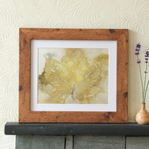 Orange Leaf Print II - 10x8 Original Ecoprint Art mounted to fit 12x10 frame