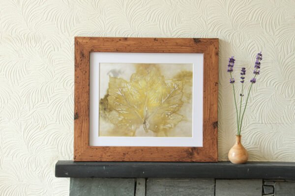 Orange Leaf Print II - 10x8 Original Ecoprint Art mounted to fit 12x10 frame