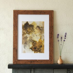 Orange Leaf Print VI - A4 Original Ecoprint Art mounted to fit A3 frame