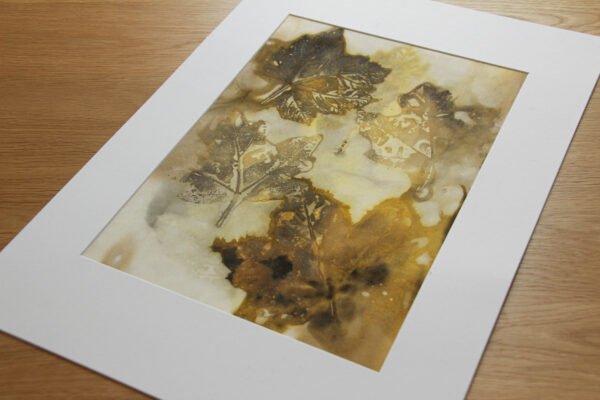 Orange Leaf Print VI - A4 Original Ecoprint Art mounted to fit A3 frame - Image 3
