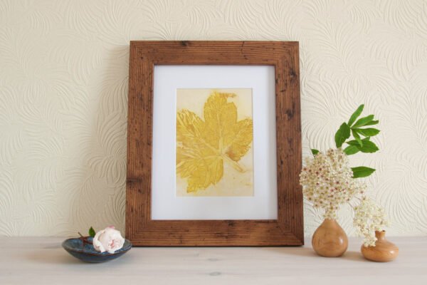 Pink Leaf Print II - 5x7 Original Ecodyed Art mounted to fit 8x10 frame - Image 2