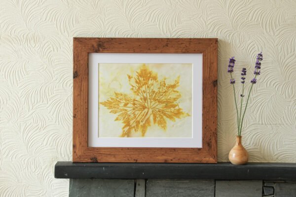 Pink Leaf Print III - 10x8 Original Ecoprint Art mounted to fit 12x10 frame