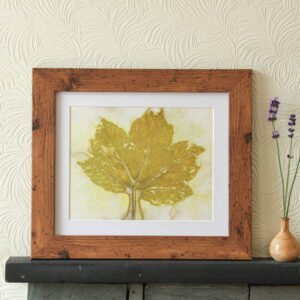 Pink Leaf Print IV - 10x8 Original Ecoprint Art mounted to fit 12x10 frame
