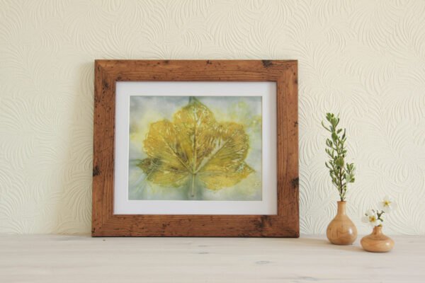 Sycamore in Blue - 10x8 Original Ecoprint Art mounted to fit 12x10 frame - Image 2