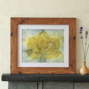 Sycamore in Blue - 10x8 Original Ecoprint Art mounted to fit 12x10 frame