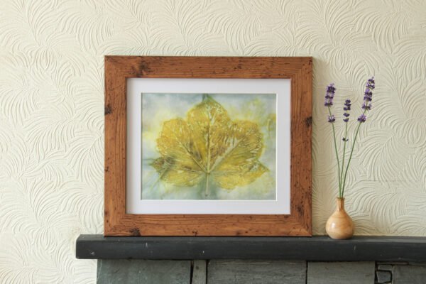 Sycamore in Blue - 10x8 Original Ecoprint Art mounted to fit 12x10 frame