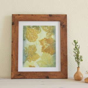 Sycamores in Blue - 8x10 Original Ecoprint Art mounted to fit 10x12 frame