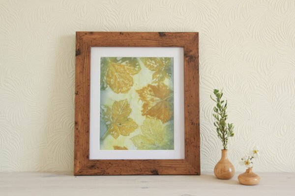 Sycamores in Blue - 8x10 Original Ecoprint Art mounted to fit 10x12 frame