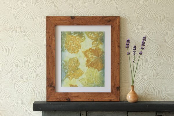 Sycamores in Blue - 8x10 Original Ecoprint Art mounted to fit 10x12 frame - Image 3