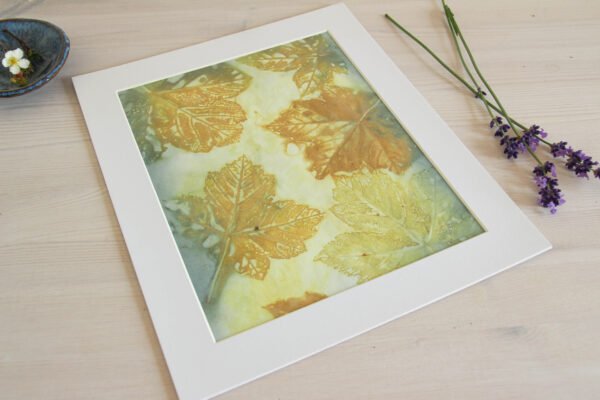 Sycamores in Blue - 8x10 Original Ecoprint Art mounted to fit 10x12 frame - Image 4