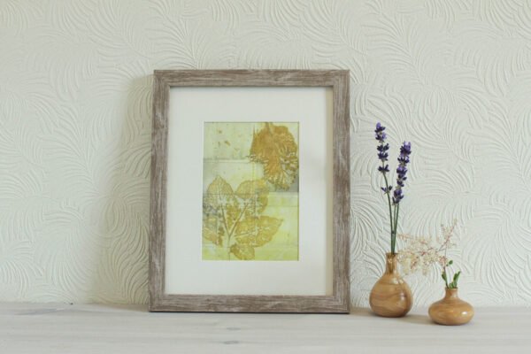 The Wood Wakes - 4.5x6.5 Machine Sewn Ecoprinted Art mounted to fit 8x10 frame