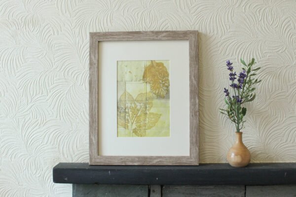 The Wood Wakes - 4.5x6.5 Machine Sewn Ecoprinted Art mounted to fit 8x10 frame - Image 2