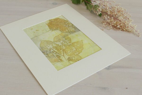 The Wood Wakes - 4.5x6.5 Machine Sewn Ecoprinted Art mounted to fit 8x10 frame - Image 3