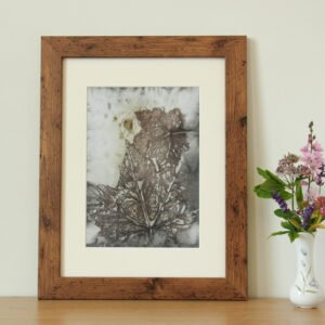 To darken nature - 8x12 Original Ecoprint Art mounted to fit 12x16 frame